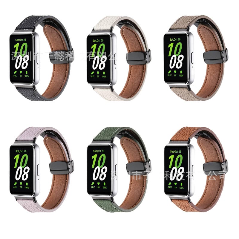 سوار ساعة ذكية سوار جلدي كلاسيكي متوافق مع Samsung Galaxy Watch بملاءمة قابلة للتعديل وحزام بديل باللون أسود قابل للتعديل - Image 3