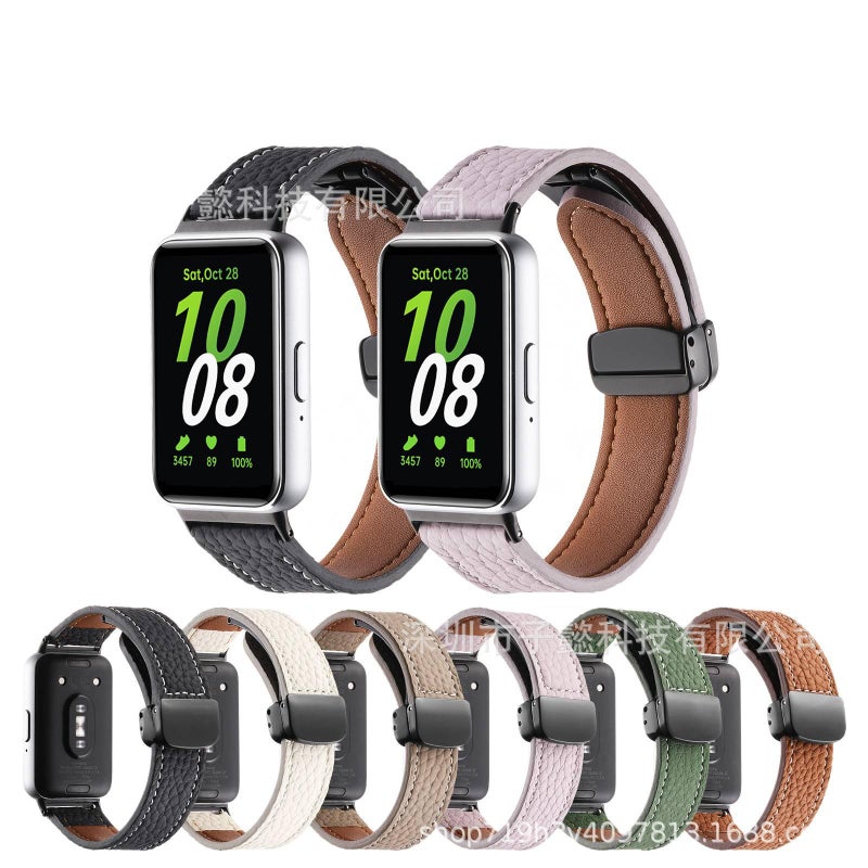 سوار ساعة ذكية سوار جلدي كلاسيكي متوافق مع Samsung Galaxy Watch بملاءمة قابلة للتعديل وحزام بديل باللون أسود قابل للتعديل - Image 2
