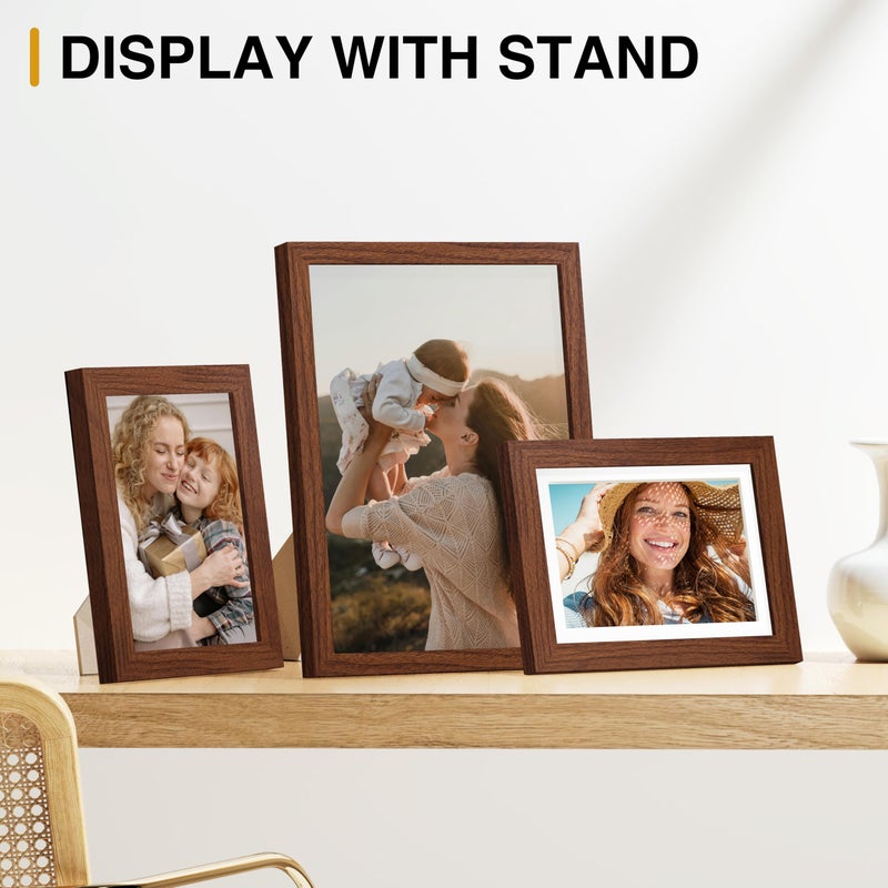 Vittanly 15 Pack Picture Frames Collage Wall Decor, Multi Sizes Including 3pcs 8x10, 6pcs 5x7 and 6pcs 4x6 Photo Frames, Gallery Frame Set for Wall or Tabletop Display, Walnut Brown - Image 5