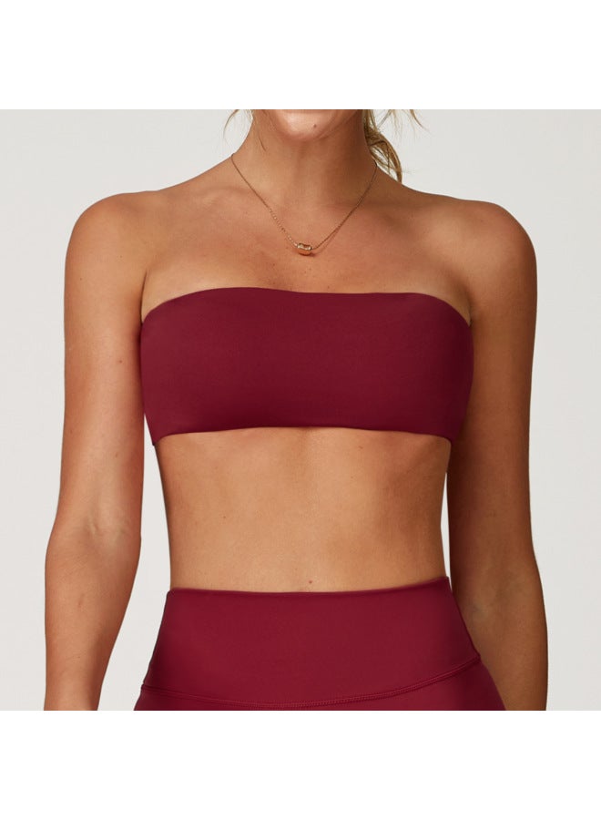 One-piece Naked Sports Underwear Anti-running Light Tube Top Inner Base Fitness Top Tight Yoga 8075