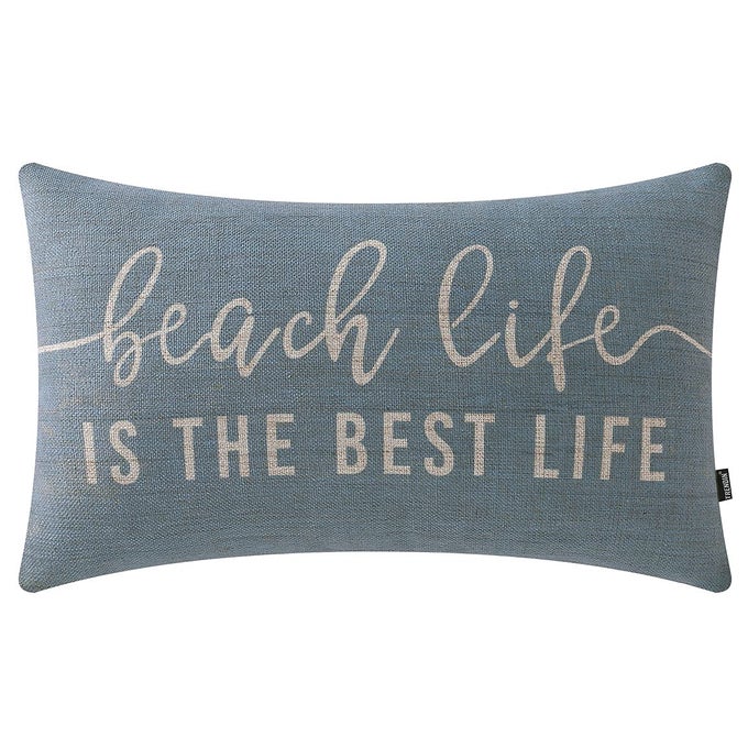 BEACH THROW PILLOW COVERS 20X12 INCH BEACH LIFE IS THE BEST LIFE LUMBAR PILLOWCASE VINTAGE NAUTICAL DECORATIONS LINEN CUSHION COVER FOR SOFA COUCH PL662TR