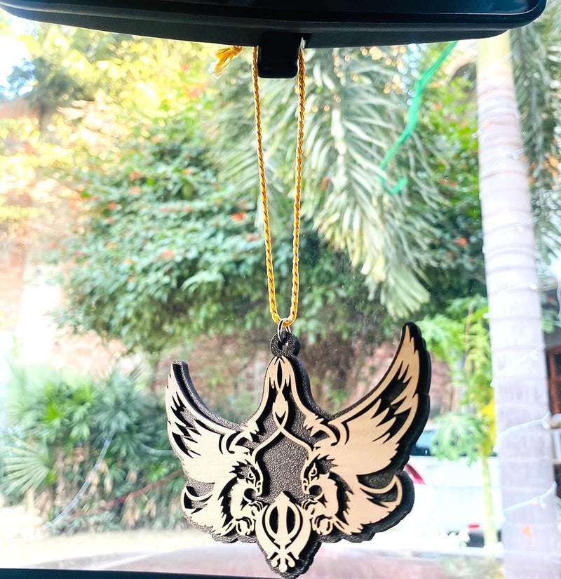 TEYRAH Khanda and Baaz Eagle Guru Gobind Singh Ji Baaz Car Hanging Punjabi Accessory Sikh Khanda for Car Hanging Punjabi Accessories - Image 3