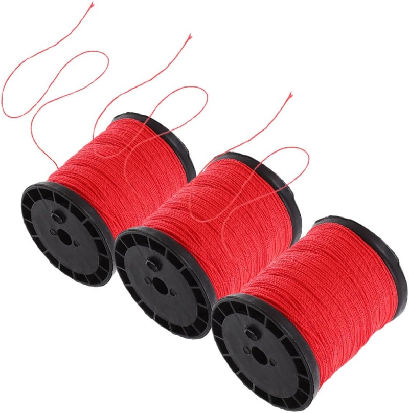 Construction Nylon Twine Cord, Builders String Line for Masonry, Red Twisted Construction String for Building Sites, 3 Rolls (0.195kg Each) - Image 1