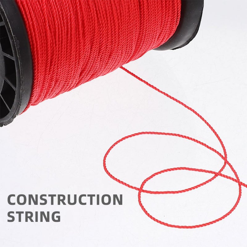 Construction Nylon Twine Cord, Builders String Line for Masonry, Red Twisted Construction String for Building Sites, 3 Rolls (0.195kg Each) - Image 3