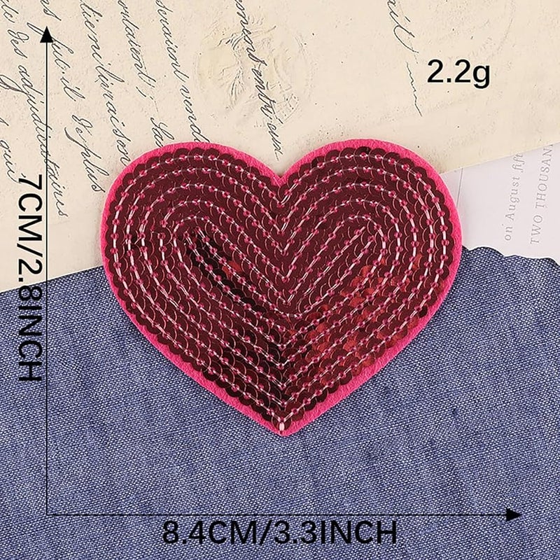 رقعة حديدية على شكل قلب فضي 10 قطع ترصيع تطريز للملابس الجينز القبعات - Image 3