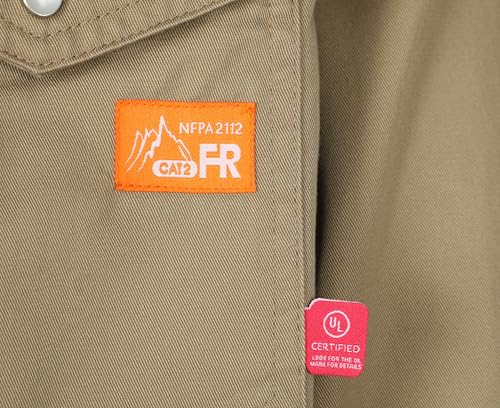 Titicaca FR Shirt for Men Pearl Snaps Flame Resistant 100% C 7.5oz Khaki Welding Shirt - Image 5