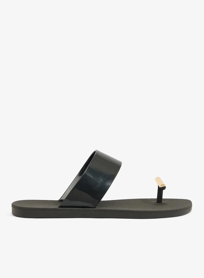 Look Minimal Me Women'S Single Strap Sandals - Black