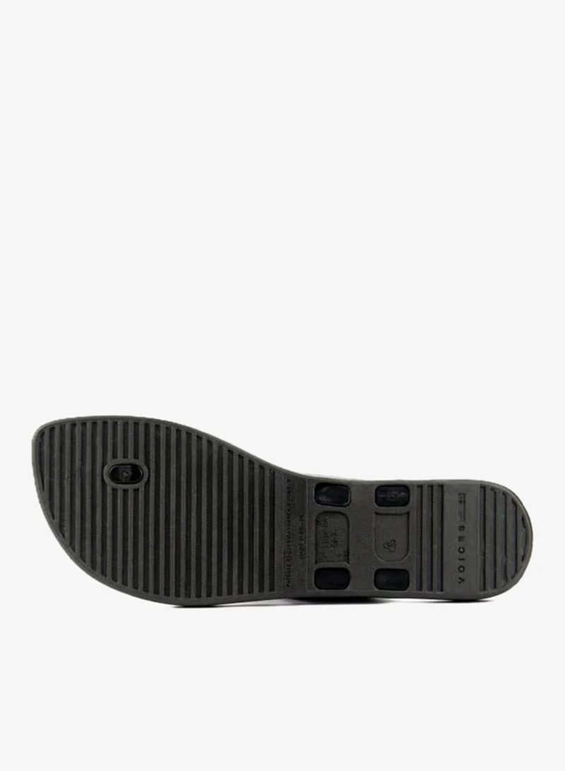 Voices Black-Black-Gold Look Minimal Me Women'S Single Strap Sandals - Black for Women | Best Price UAE
