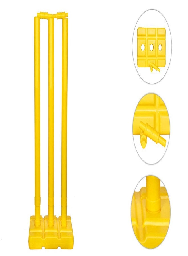 Encanto Cricket Stumps Set- 3 Stumps + 2 Bails + 1 Stand (Plastic Wicket Set) - Image 4