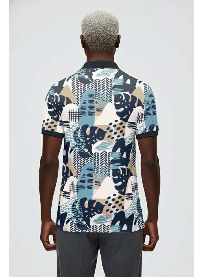 Bad Bear  Bota Navy Blue Men's Polo Collar Printed T-Shirt. for Men | Best Price UAE