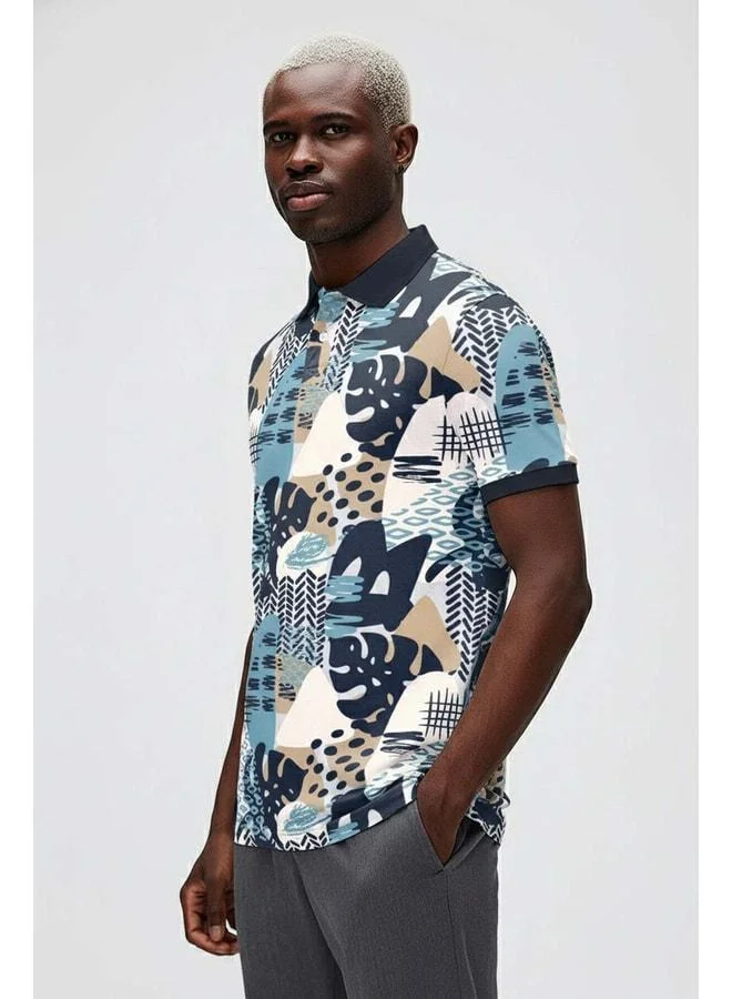 Bad Bear  Bota Navy Blue Men's Polo Collar Printed T-Shirt. for Men | Best Price UAE