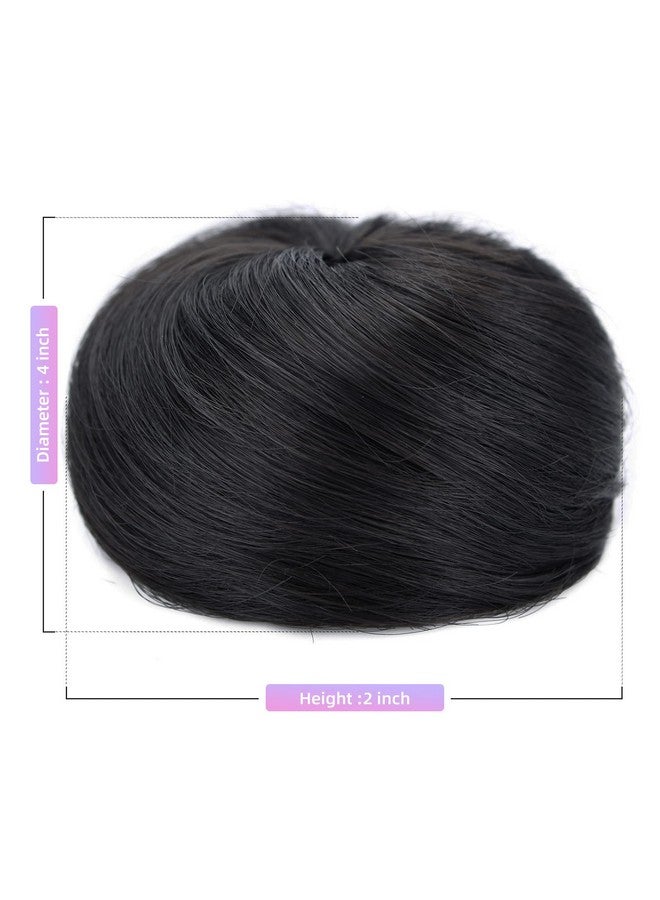 HSPJHTM 2 Pcs Hair Bun Extensions Wig Accessory Updo Hairpieces Curly Wavy Hair Scrunchies Updo Hair Pieces Bun Extension Ponytail Messy For Women Girls Black - Image 4
