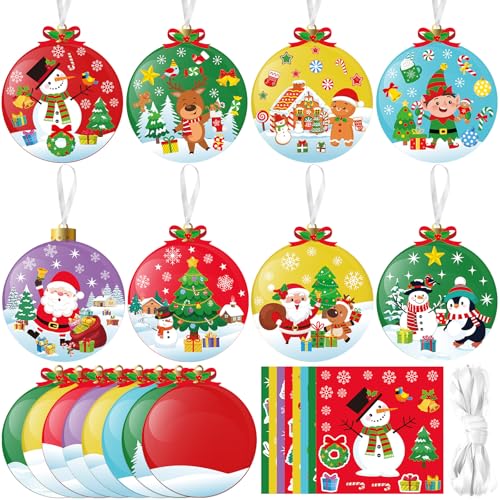 Chiisong 48 Pcs Christmas Craft Kits for Kids DIY Christmas Ornament Kit Make Your Own Xmas Arts and Crafts Xmas Decor with Stickers for Holiday Class Home Party Favors SuppliesBall - Image 1