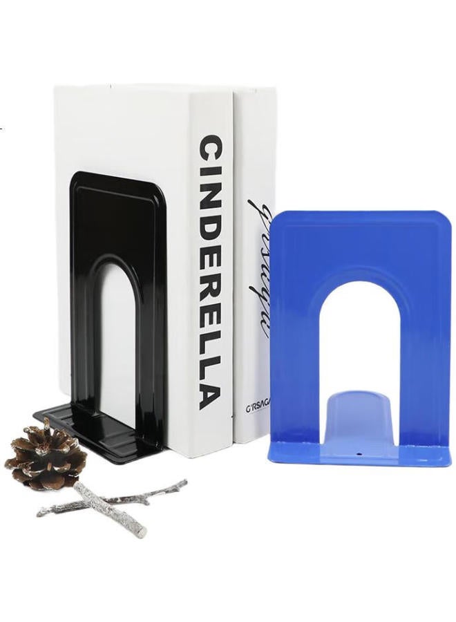 Befon Deyin 8.5-Inch (21Cm High) Metal Bookend 3556, Simple Desktop Bookshelf Clip Storage Book Creative Book Stopper, Blue, 2 Pieces/Pack - Image 1