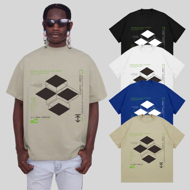 Heavy-Weight Impervious 260G American-Style Small Neckline Creative Printing Casual All-Match Loose Trend Fashion Men'S Short-Sleeved T-Shirt - Image 3