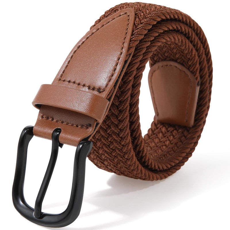 Kajeer Boy Belt Stretch Braided,Pin Buckle Elastic Woven Kids Golf Belt for Boys Girls (Small, Brown) - Image 1