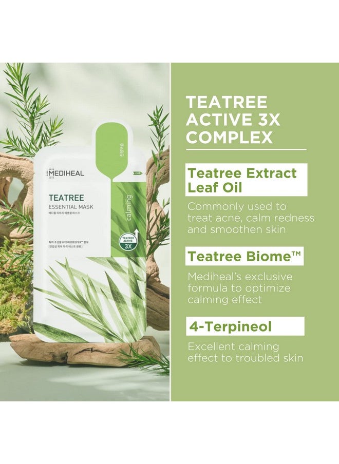MEDIHEAL Mediheal Official Best Korean Sheet Mask - Tea Tree Essential Face Mask 4 Sheets Skin Soothing Treat Blemishes Sebum Control For All Skin Type  - Image 2