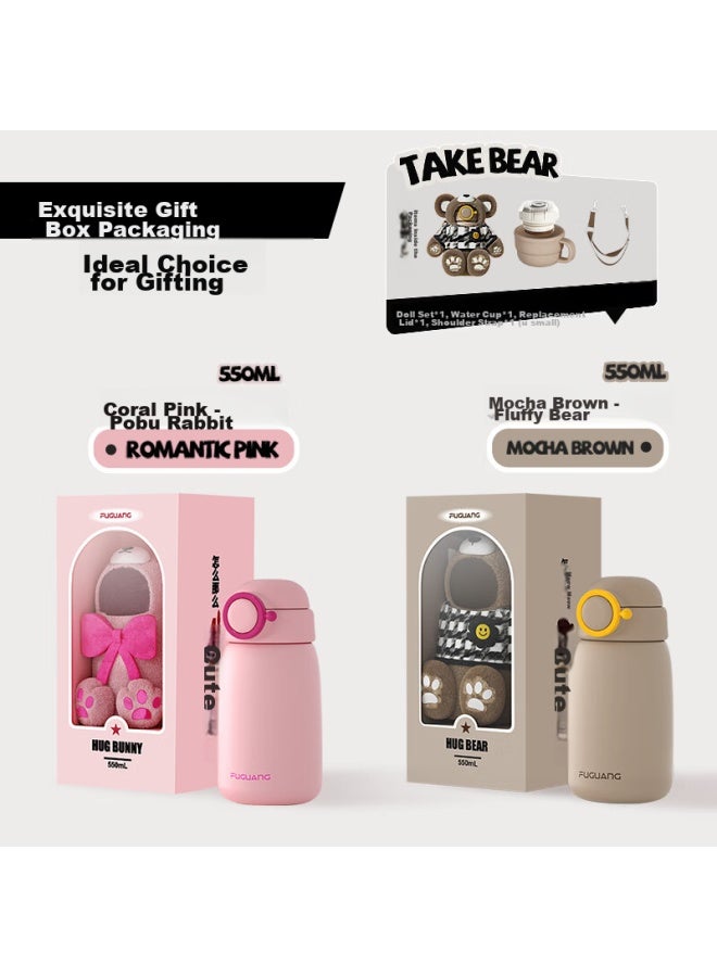 Fga Fuguang Children's Insulated Cup, Water Bottle, 316l Stainless Steel, Double Lid, Exquisite Gift Box, For Boys And Girls, Students, Brown - Image 5