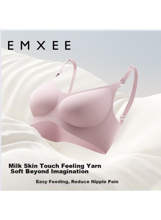 Emxee Nursing Bra, Thin And Comfortable For Spring And Autumn, Seamless, Push-up, Shaped, Front-opening For Breastfeeding, Skin Color, XL Size - Image 3
