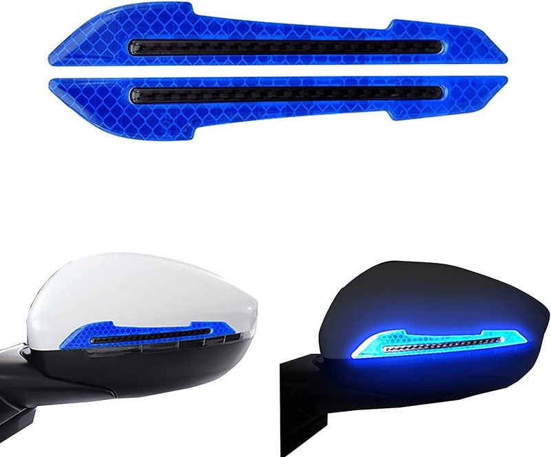 Allure Auto® 2 Pieces Reflective Car Stickers Set Rearview Mirror Reflective Warning Stickers Car Side Reflective Stickers for Car Safety (Blue) for Maruti Ignis - Image 1