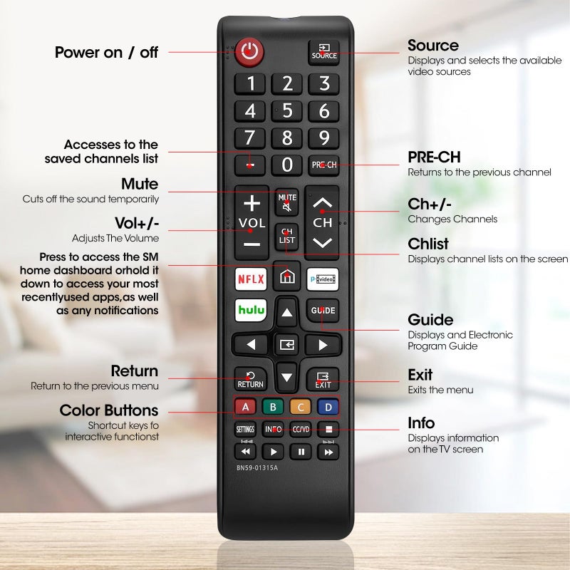 YesBes 3 Pack Remote for All Samsung TV Remote, Replacement Compatible with All Samsung Smart TVs, LCD, LED, 3D, HDTV, Series TVs - Image 5