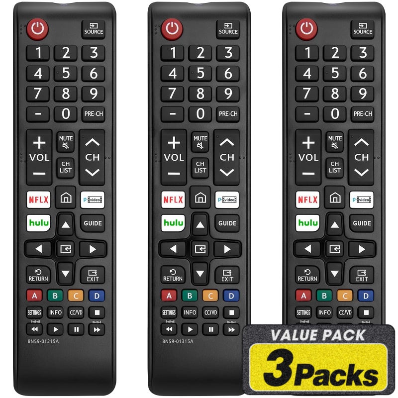 YesBes 3 Pack Remote for All Samsung TV Remote, Replacement Compatible with All Samsung Smart TVs, LCD, LED, 3D, HDTV, Series TVs - Image 1