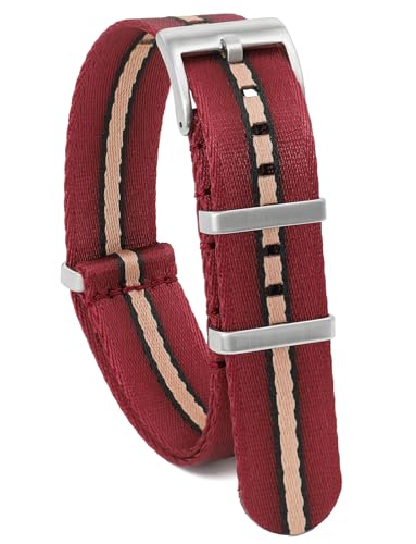 watchdives Nylon Watch Band 18mm 20mm 22mm Multicolor Replacement Watch Straps for Men Women (Red Black Khaki, 22mm) - Image 1