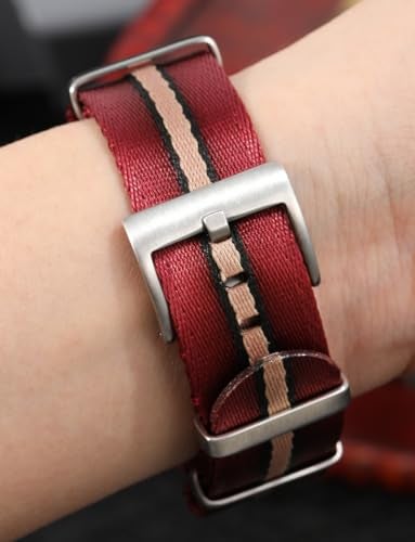 watchdives Nylon Watch Band 18mm 20mm 22mm Multicolor Replacement Watch Straps for Men Women (Red Black Khaki, 22mm) - Image 4