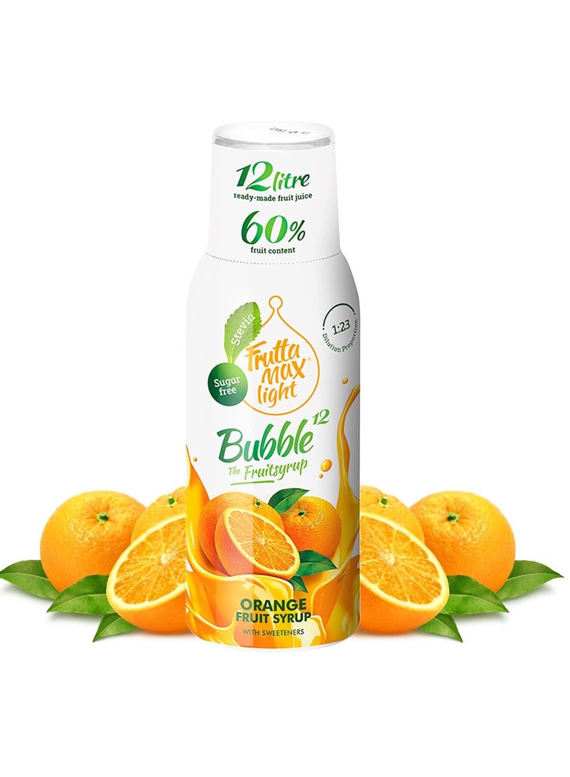 فروتا ماكس لايت FruttaMax Light - منخفض الكربوهيدرات - شراب اللياقة البدنية | زيرو سكر | مع ستيفيا | 60٪ محتوى الفاكهة 500 مل (برتقالي - خفيف)  - Image 1