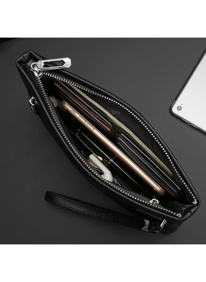 Scarecrow Men's Handbag, Top-grain Leather Clutch, Multi-card Slots, Zipper Envelope Bag, Handheld Wallet, Qixi Valentine's Day Gift - Image 5