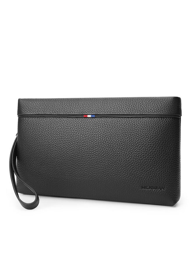 Scarecrow Men's Handbag, Top-grain Leather Clutch, Multi-card Slots, Zipper Envelope Bag, Handheld Wallet, Qixi Valentine's Day Gift - Image 4