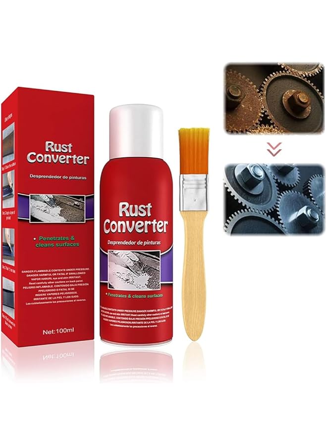 YARDHOBI Rust Renovator, Rust Remover For Metal, Rust Converter For Metal, Water-Based Rust Remover For Metal, Rust Removal Converter Metallic Paint With Brush, Multi-Functional Anti-Rust Paint (100Ml) - Image 1
