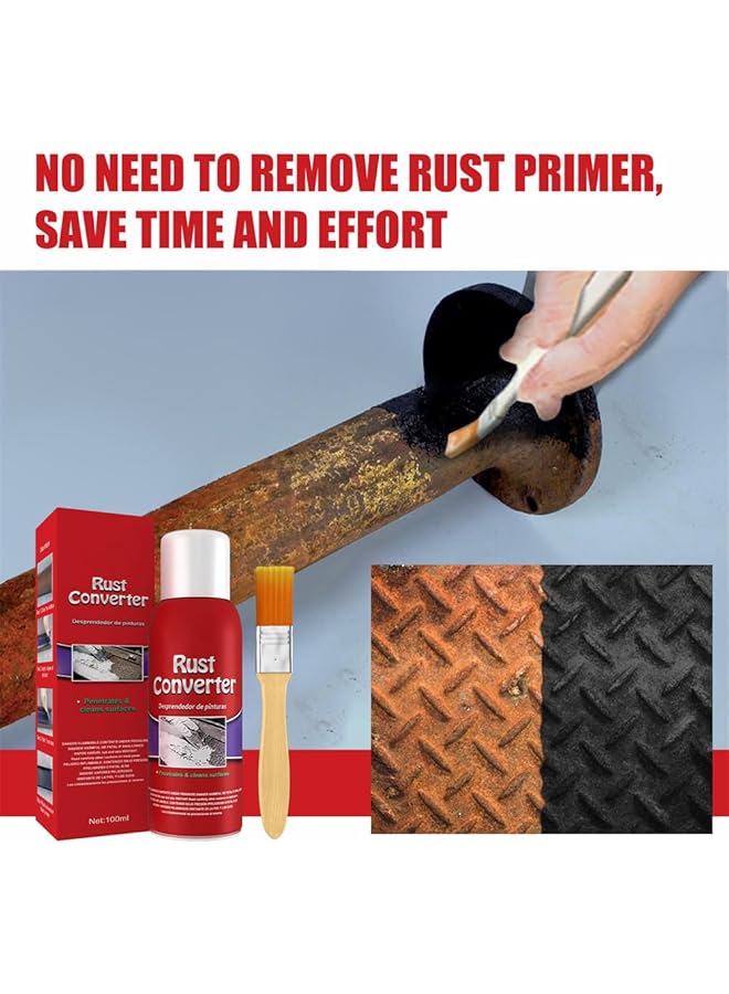 YARDHOBI Rust Renovator, Rust Remover For Metal, Rust Converter For Metal, Water-Based Rust Remover For Metal, Rust Removal Converter Metallic Paint With Brush, Multi-Functional Anti-Rust Paint (100Ml) - Image 3