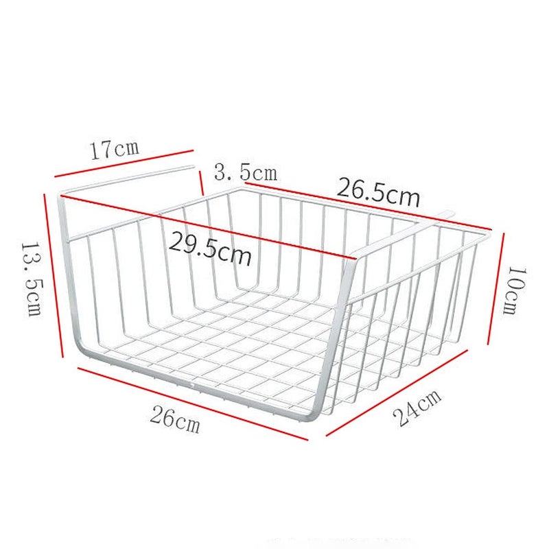 wolpin Wolpin Shelf Basket Multifunctional Storage Basket Kitchen Bathroom Storage Rack Under Cabinet Storage Organizer Basket Wire Rack Powder Coated Iron (White, Pack of 1, Hanging Shelves)  - Image 2