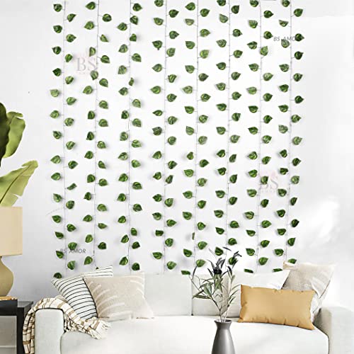 BS AMOR Artificial Creeper Money Plant Leaf Garland | Wall Hanging | Speacial Ocassion Decoration | Home Decor Party | Office Festival Theme Decorative Length 6 Feet Pack Strings (8) (10) - Image 2