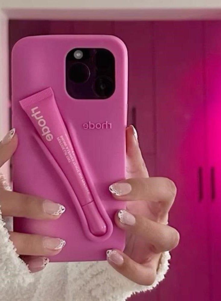 rhode Silicone Lip Holder for Cell Phone, Lip Gloss Adhesive Sleeve for Phone, Lip Holder Stick-on Phone Case, Back Stick On Holder for iPhone 16 Pro （SHORTCAKE） - Image 1