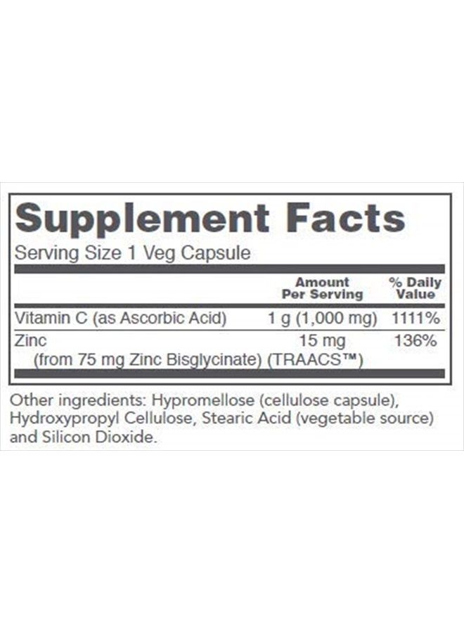 Protocol For Life Balance C-1000 + Zinc-15 - Healthy Immune System Support and Antioxidant Protection - 120 Veg Capsules - Image 2