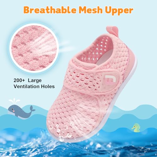 JOINFREE Toddler Water Shoes Baby Water Sandals Quick Dry Non-Slip Water Barefoot Swim Shoes Walking Shoes Sock Shoe for Kids Boys Girls Pink 18-24 Months Infant - Image 3