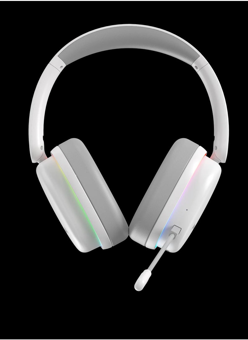 Monka - RGB Gaming Headset Wireless with Bluetooth 5.2, 50mm Drivers, 118dB Sensitivity, Detachable Mic, Omnidirectional Noise Cancellation, 20Hz-20KHz Range – Compatible with PC, Laptop, Tablet & Phone - Image 1