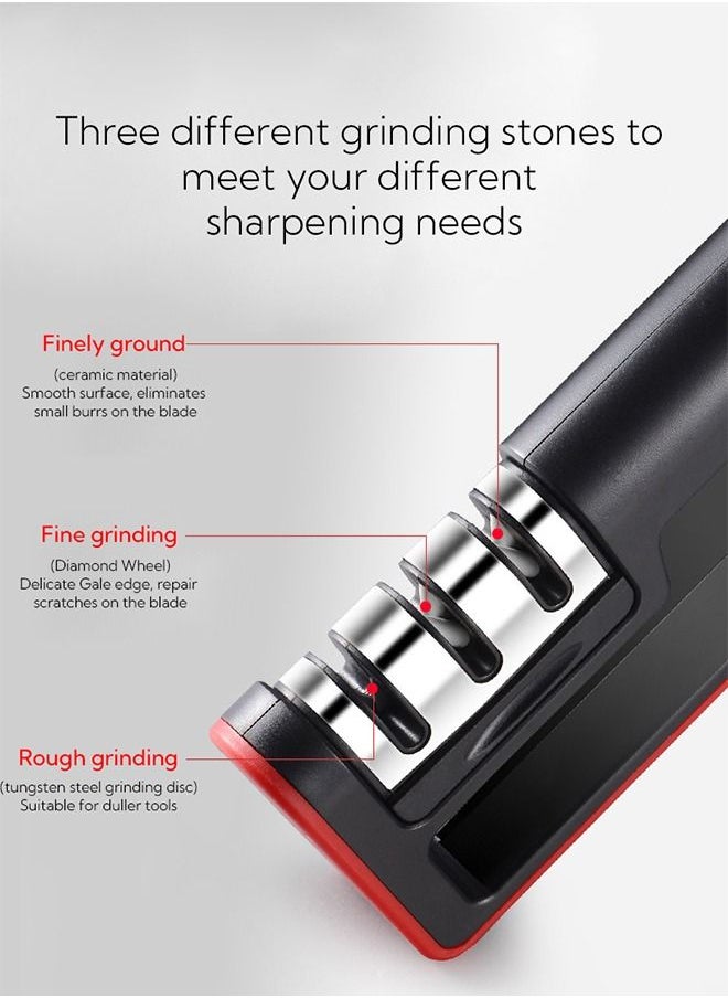 Haidue - Kitchen Knife Sharpener for Sharpening and Polishing Kitchen Knives with Easy Manual Sharpening for Straight Knives Perfect for Household and Chef’s Choice - Image 1