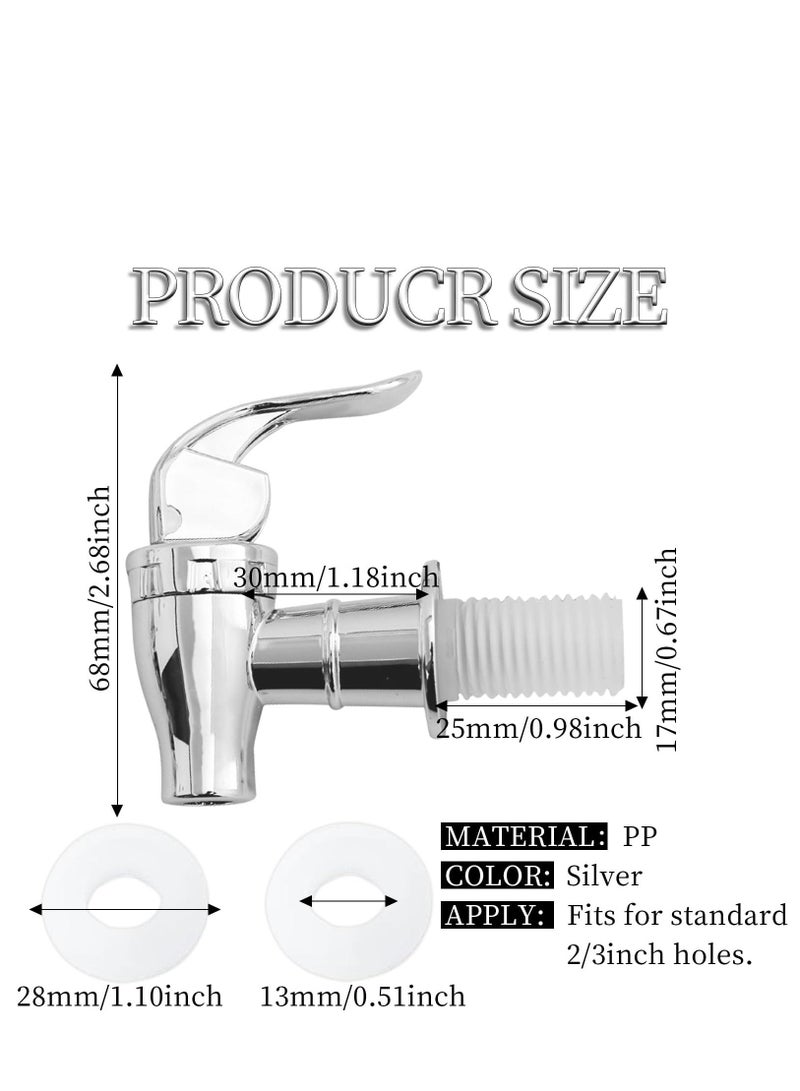 4PCS Beverage Dispenser Spigot Replacement ABS Plastic Press Type Faucets Tap Reusable Spigot Drink Dispenser Tap Replacement for Hot Cold Cater Juice Barrel (Silver) - Image 2