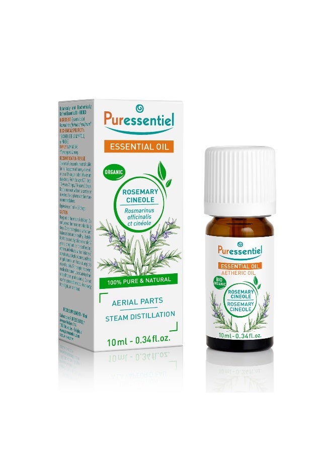 Puressentiel Organic Rosemary Cineole Essential Oil 10ml | 100% Pure & Undiluted |For Diffusion, Inhalation, Massage & Bath, 0.34 fl oz - Image 1