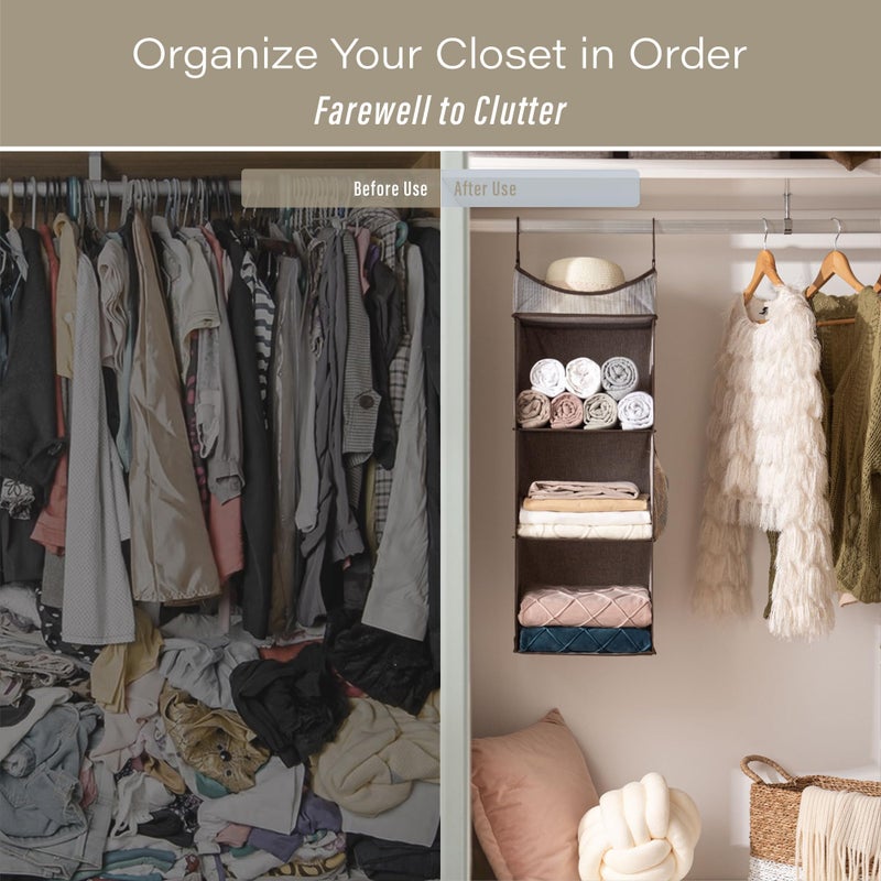 StorageWorks Hanging Closet Organizer, 3-Shelf Shelves with Top Shelf, 12" W x 12" D x 35 Â¼"H, Mixing of Brown and Gray - Image 5