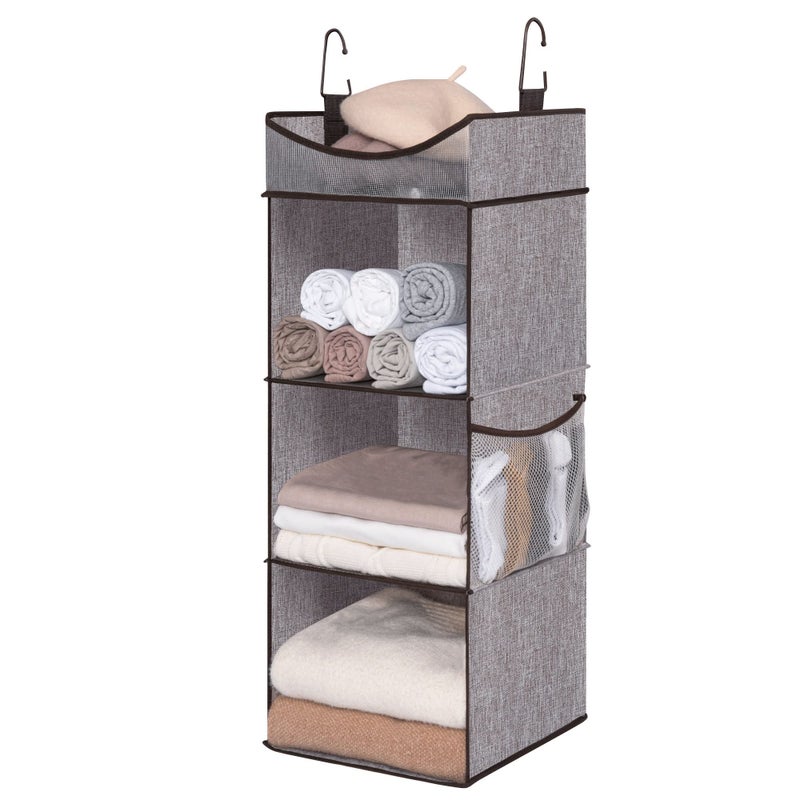 StorageWorks Hanging Closet Organizer, 3-Shelf Shelves with Top Shelf, 12" W x 12" D x 35 Â¼"H, Mixing of Brown and Gray - Image 1