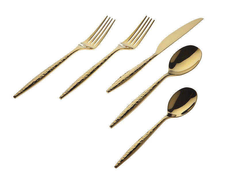 Godinger Flatware Set Shiny Gold Cutlery Set 1810 Stainless Steel 20 Piece Set Avellino Collection