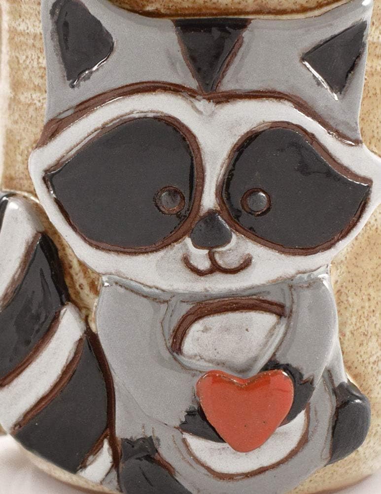 Modern Artisans Love Bandit Mug  American Made Stoneware Pottery with Sculpted Raccoon 14oz - Image 5
