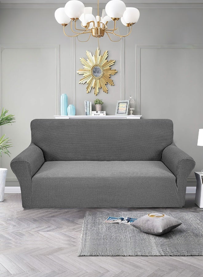 Noon East Stretch Fit Texture Sofa Cover with Elastic Bottom, Soft Slipcover Fabric - Great for Furniture Protection, Washable & Dog/Cats Friendly - 3 Seater (180-230 cm) - Grey - Image 1