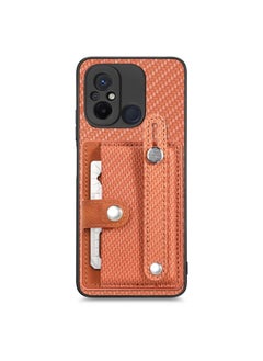 Case Cover For Redmi Note 9S Wristband Kickstand Card Wallet Back Phone Case with Tool Knife Brown