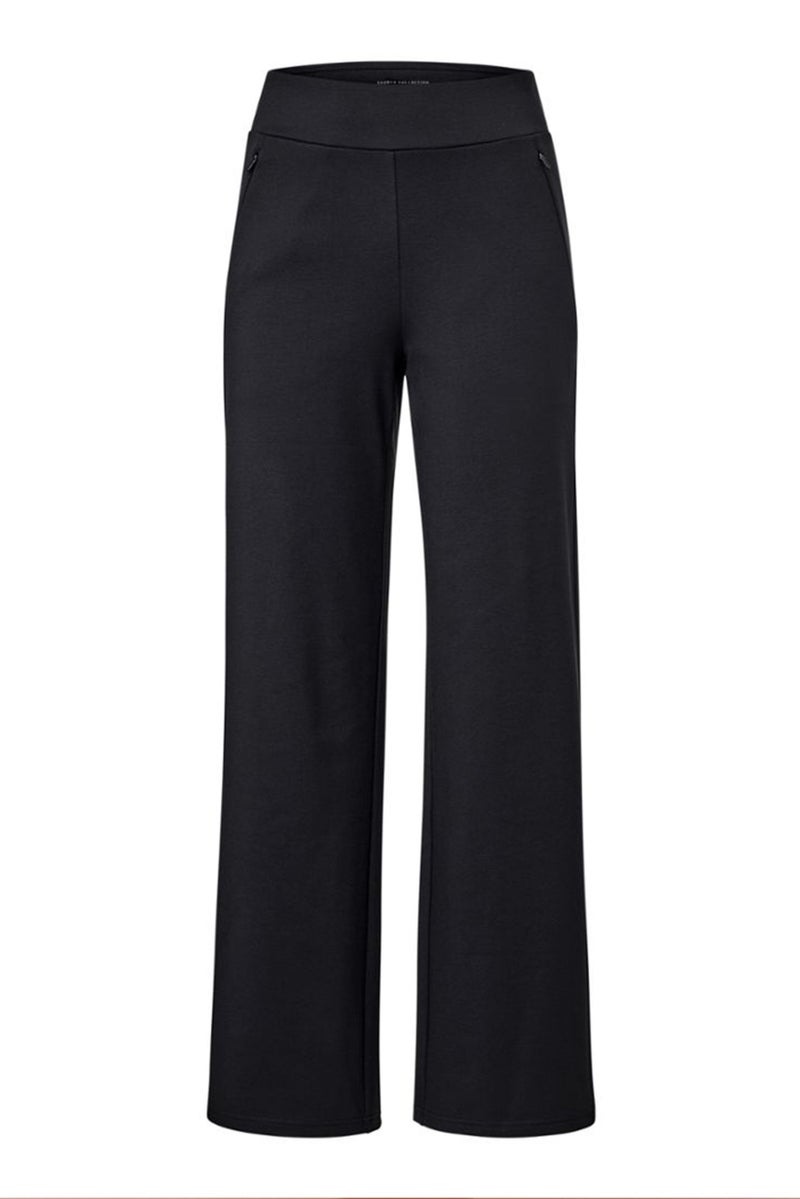 Tchibo Women Regular Fit Plain Wide Leg Pants, Black - Image 2