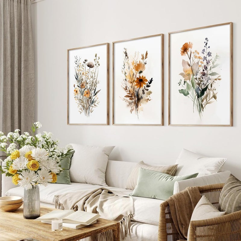Baccone Botanical Wall Art Set of 3 Floral Wall Decor Prints - Image 3